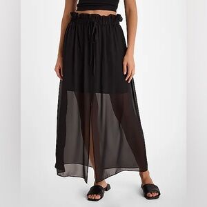 NWT! Express Paper-bag Sheer Maxi Skirt with Slit